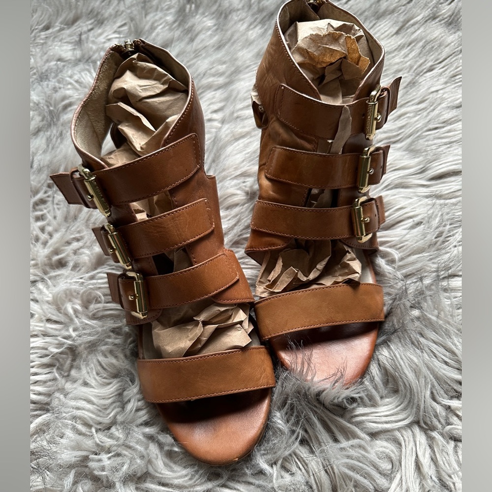 Michael Kors Tan Strappy Leather Heels